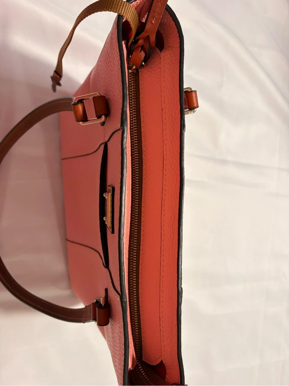 Dooney & Bourke Pink Pebbled Tote with Brown Handles